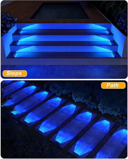DetarZinLED Blue Solar Lights for Outside,6 Pack Solar Deck Lights Outdoor Waterproof LED,Blue Step Light for Outside,Dock Light Solar Powered Waterproof for Deck,Steps,Dock,Driveway,Stair,Path