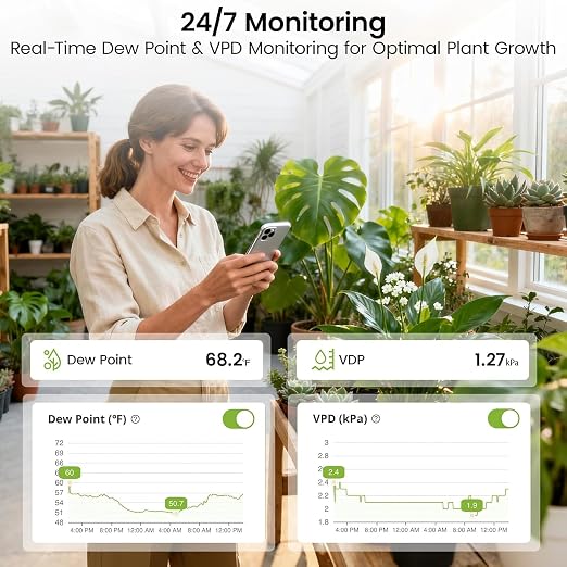 MOCREO Room Thermometer Indoor Humidity Monitor, Smart Plug Hub + 3 Sensors | Wi-Fi hygrometer with app, email and audible alerts; 2-year history and CSV export; bedroom, basement, nursery, cabin