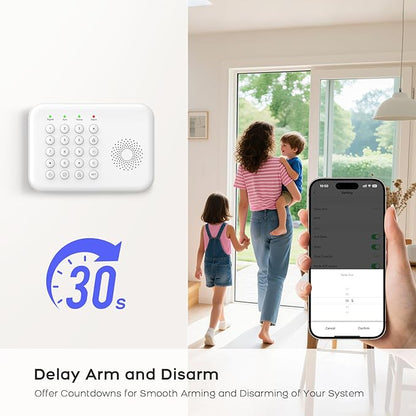 Alarm System for Home Security,WiFi+GSM/4G Compatible with Alexa Home Alarm System,17 Piece DIY Kit No Monthly Fees with Instant App Alerts,SOS Button,Smart Life or Tuya for Apartment,Kids Safety