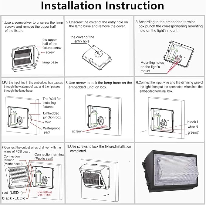 1-10V Dimmable 100W LED Wall Pack Light with Dusk to Dawn Photocell, 100-277V 14000LM 600-800W HPS/HID Equiv., 5000K Outdoor Security Lighting, ETL Commercial Wall Mount Lights for Building