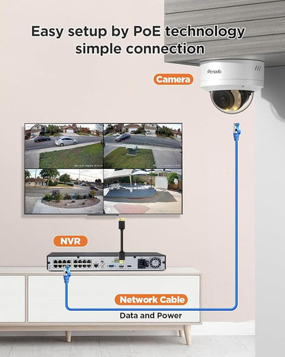 16 Channel Security Camera System, 12x 8MP IK10 Vandal Proof Dome Camera Outdoor, Human Vehicle Detection, Color Night Vision, 2 Way Audio 24-7 Recording, 4K 16CH NVR 4TB HDD, PD54Y1216-8M