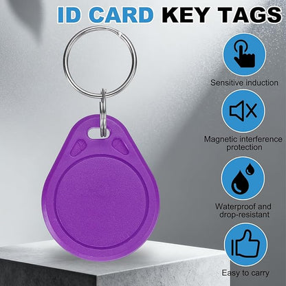 PATIKIL 10 Pcs 13.56MHz CUID Writable Rewritable Smart Key Fobs, Clone IC Key Fob Tags Blank Smart Card Key Classic 1K for Entry Access Control System, Purple