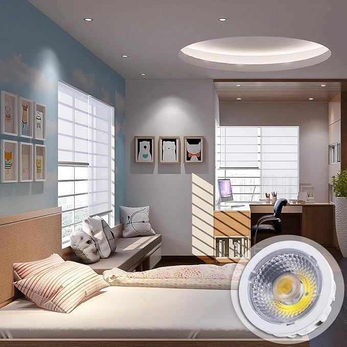 PAR20 LED Bulb 12W Dimmable 6000K Daylight White, COB Spotlight 24° Beam Angle, 1200LM 100W Equivalent, E26 Base for Recessed Lighting, Track Lights, Flood Lamps, (2-Pack)