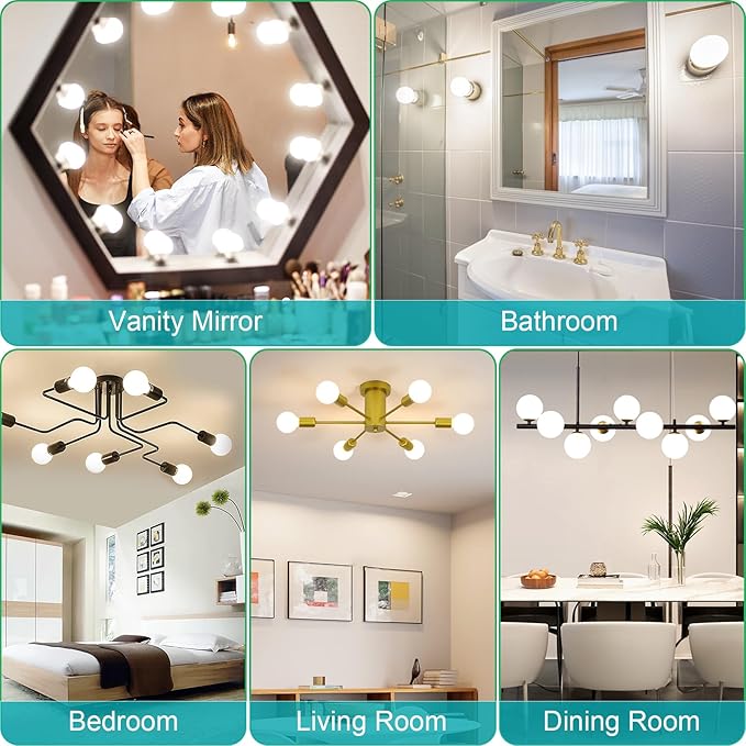 8 Pack G25 LED Globe Light Bulbs 4000K Natural Daylight, E26 Base Bathroom Light Bulb, 60W Incandescent Equivalent, Vanity Mirror Round Light Bulbs, 500LM, Non-Dimmable