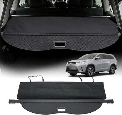 Powerty Cargo Cover for 2014-2019 Toyota Highlander Accessories, Carbon-Fiber Texture Trunk Cover Retractable Privacy Screen Rear Security Shade Cover for Toyota Highlander Accessories