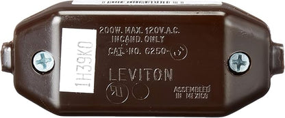 Leviton Feed-Through Lamp Cord Dimmer for Incandescent Bulbs, 6250-3, Brown