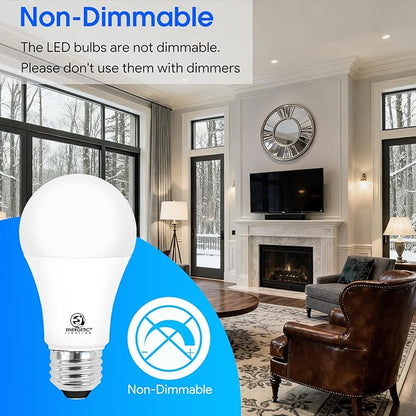 E ENERGETIC LIGHTING LED Light Bulbs 100 Watt Equivalent, 1600LM Super Bright, Non-Dimmable Cool White 4000K A19 LED Light Bulbs, E26 Standard Base, ETL Listed, 6 Packs