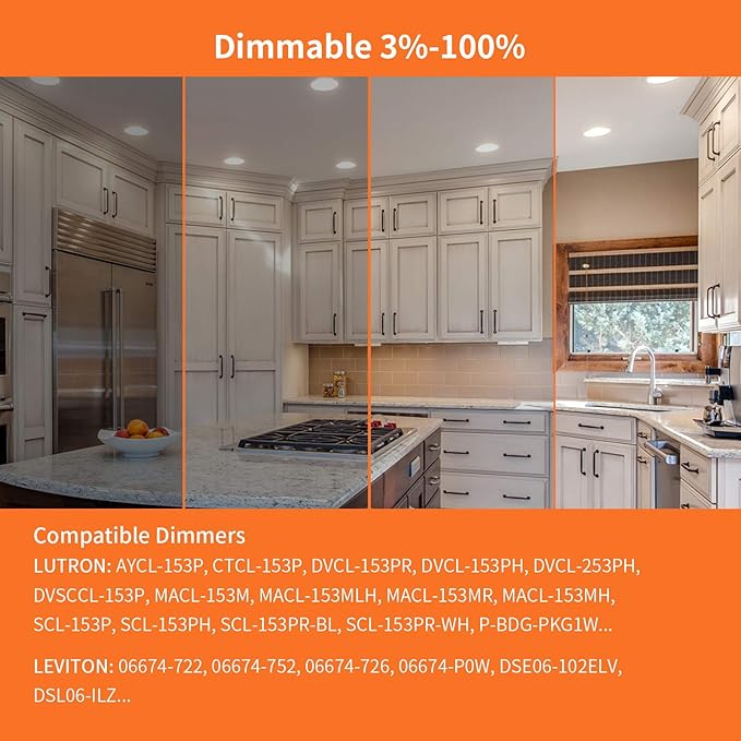 Meconard 4 Pack 6 Inch Ultra-Thin LED Recessed Ceiling Light, 3000K/4000K/5000K Selectable, Dimmable 12W=110W, 1050LM, IC Rated Can-Killer Downlights with Junction Box, ETL and Energy Star Listed