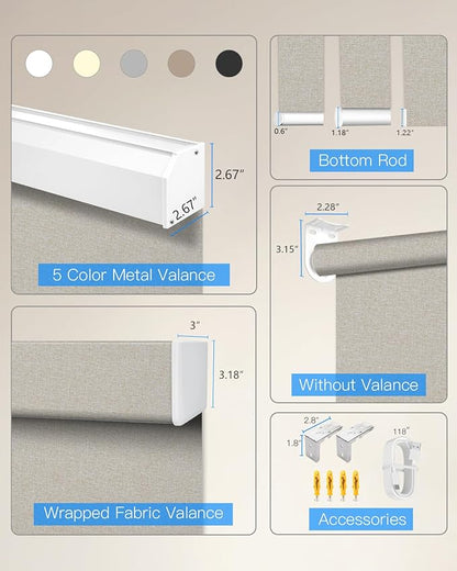 Tokblind Motorized Roller Shade with Remote Control, Blackout Electric Shade for Windows Compatible with Alexa Google via Hub, Rechargeable Smart Window Blind for Home Office (Fabric Beige)