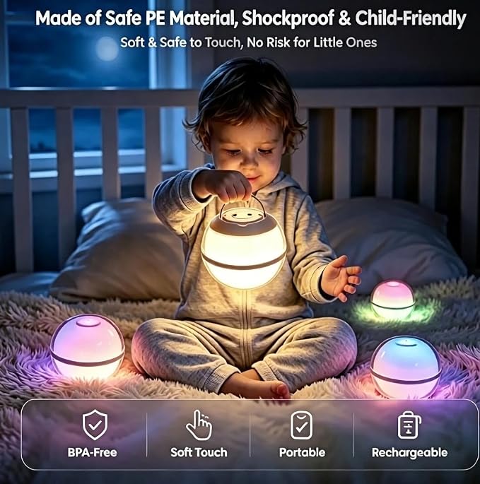 LOFTEK Sphere Night Light,Magnetic Rechargeable,Color Change Ambient Light | Stepless Dimming, Auto Timer, Decorative Mood Light, Hangable, IP65 Waterproof for Indoor Outdoor use, Gift