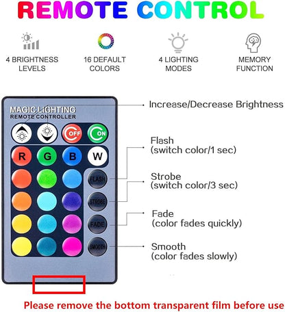 4 Pack RGB Color Changing Light Bulbs with Remote,RGBW LED Light Bulbs,9W Warm White 6500K,16 Color Multicolor A19 E27 Dimmable Memory Function,for Home Decoration,Stage,Bar,Party