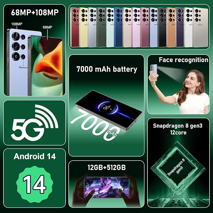 I25 Ultra: 6.99" FHD+ Android 14 Smartphone | 12GB+512GB | 108MP+68MP Camera | 7000mAh Battery | Built-in Stylus Pen | Blazing Fast Performance (Titanium Blue)