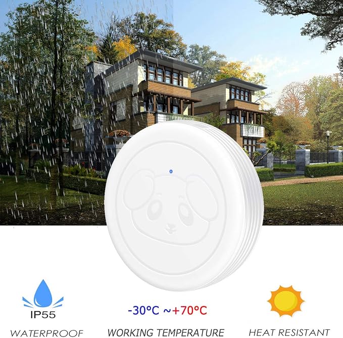 Dog Door Bell, Wireless Dog Doorbells for Potty Training,Doggie Door Bell with Waterproof Touch Button, Dog Bells to Go Outside Included 1 Receiver and 1 Transmitter, White