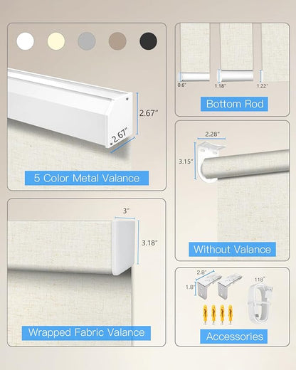 Tokblind Motorized Roller Shade with Remote Control, Blackout Electric Shade for Windows Compatible with Alexa Google via Hub, Rechargeable Smart Window Blind for Home Office (Texture Beige)