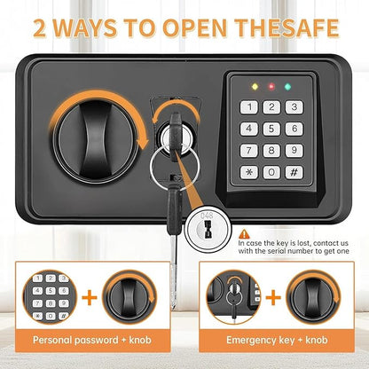 5.2 Cub Large Fireproof Safes for Home Use, Digital Security Safe Home Safes Fireproof Waterproof with Combination Lock and 3 Removable Shelves, Anti-Theft Fire Safe Box for Document Money Valuables