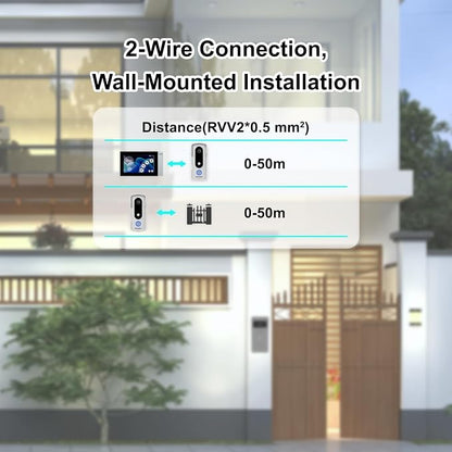 Video Intercom System, 7 Inches Touch Screen Video Doorbell with Monitor, Video Camera Kits Support Unlock, Monitoring, Wire Connection Dual-Way for Villa Office Apartment (APP with WiFi)