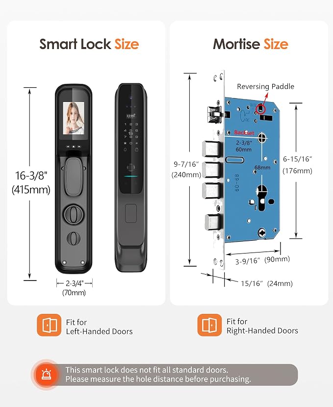 3D Face Recognition Smart Lock with Camera, Palm Vein Keyless Entry