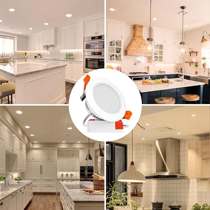 3.5 Inch LED Recessed Lighting Dimmable Downlight, 7W (55W Halogen Equivalent), 3000K Warm White, CRI80, LED Recessed Ceiling Light with Driver (8 Pack)