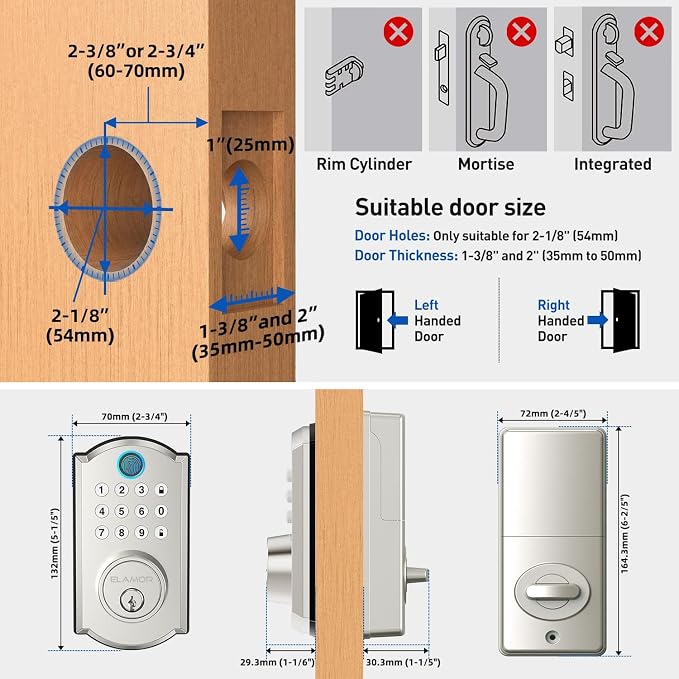 M19 Fingerprint Door Lock, Smart Keyless Entry Deadbolt for Front Door SN