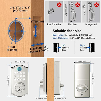 M19 Fingerprint Door Lock, Smart Keyless Entry Deadbolt for Front Door SN