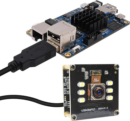 MMlove 48MP USB Camera Module 4K 30FPS Color Night Vision High Speed Autofocus Webcam Lightburn Camera 70° Viewing Angle Industrial Security Webcam for Face Recognition Streaming,PC/Laptop
