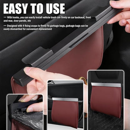 LED Car Trash Can Leak-Proof,Strong Magnetic Fast Closing Car Trash Bin as Cars Organizers and Storage,Cars Garbage Can with Automotive Trashs Bag for Backseat,Console,Door (Red)