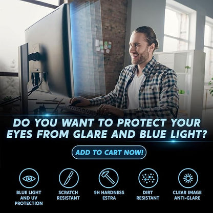 [2 Pack] 24 inch Removable Anti-Glare Blue Light Screen Protector for 16:9 Computer Monitor – Anti-Glare, Anti-Scratch, PC Anti-UV Eye Protection Filter