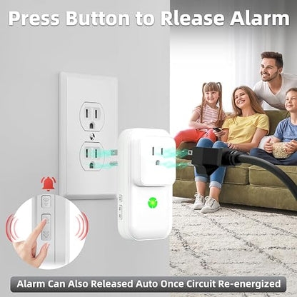 Power Failure Alarm 2 Pack, 120dB Power Outage Alarm for Freezer | Extender Socket, Power Outage Monitor, LED Indicator, Power GFCI Circuit Failed Detector, Ideal for Home, Garage, Basement