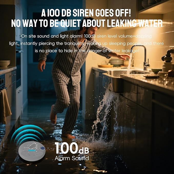 PILSAMAS Wireless Water Leak Detector - Works Standalone or with Smart Hub, Loud Siren Water Leak Sensor and Drip Alarm, IP67 Waterproof, for Home, Basement, Bathroom, Under Sink, Laundry