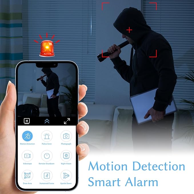 Wireless Mini Home Security Camera Ultra 4K HD with WiFi Indoor/Outdoor Camera, APP Control Real-Time Alerts, Auto Night Vision, for Home/Baby/Pet