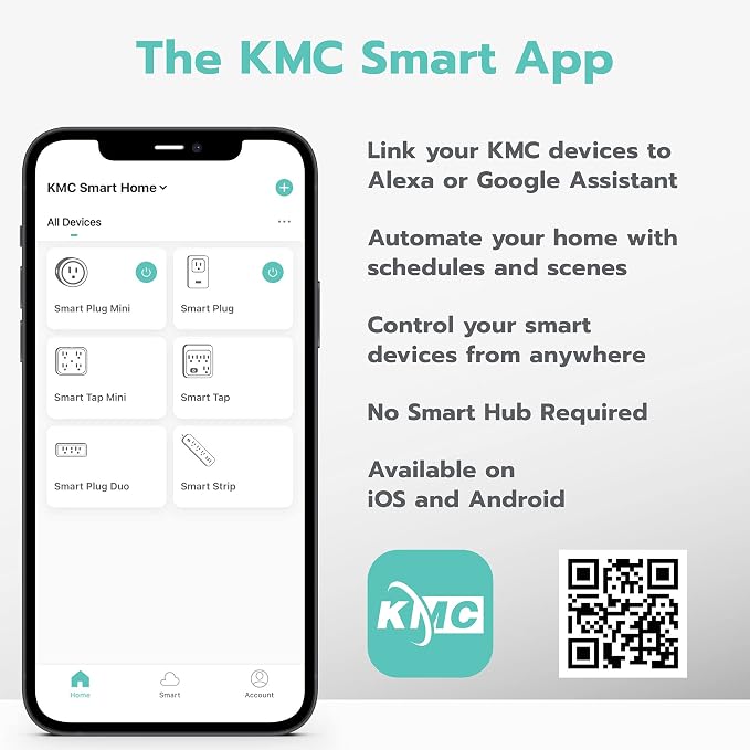 KMC Smart Plug Mini 12-Pack, Wi-Fi Outlets for Smart Home, Remote Control Lights and Devices from Anywhere, No Hub Required, ETL Certified, Works with Alexa and Google Home