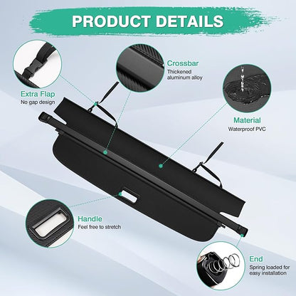 Powerty Cargo Cover for 2025 2026 Chevy Chevrolet Equinox/GMC Terrain Accessories Trunk Cover Retractable Trunk Shielding Shade Cargo Luggage Cover No Gap(NOT for Equinox EV)