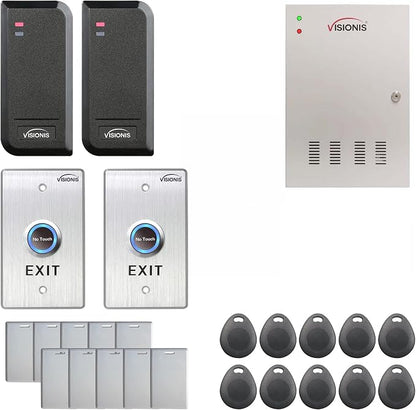 Two Doors Access Control Time Attendance TCP/IP Wiegand Controller Box, Black Indoor/Outdoor Card Reader Computer Based Software Included Compatible 20,000 Users Kit - Visionis FPC-6130