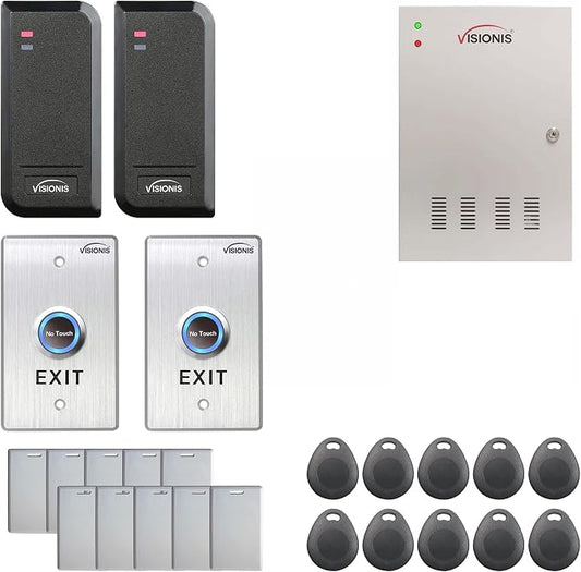 Two Doors Access Control Time Attendance TCP/IP Wiegand Controller Box, Black Indoor/Outdoor Card Reader Computer Based Software Included Compatible 20,000 Users Kit - Visionis FPC-6130