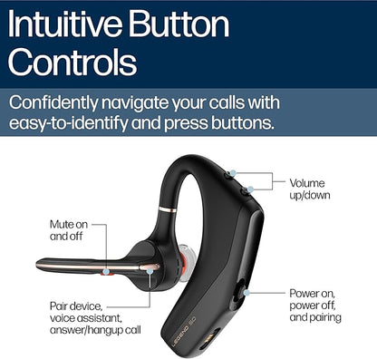 Poly Voyager Legend 50 - Bluetooth Headset - Wireless Headset with Mic - Four Noise-Canceling Mics, AI Noise Block & WindSmart Technology - Connectivity & Smart Call Controls - All-Day Comfort