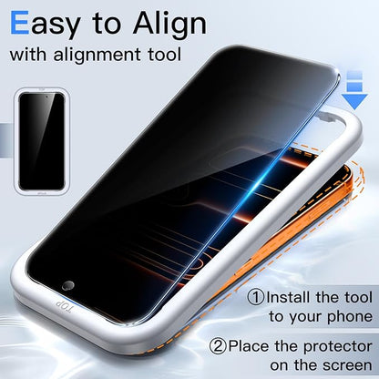 JETech Privacy Screen Protector for iPhone 17 Pro Max 6.9-Inch, Anti-Spy Tempered Glass Film with Easy Installation Tool, 2-Pack