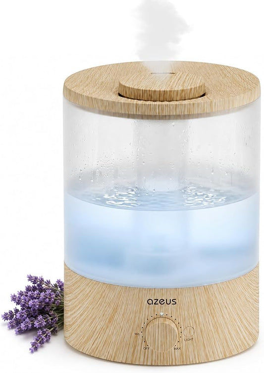 AZEUS 3.5L Cool Mist Humidifier with 7-Color Night Light, Woodgrain