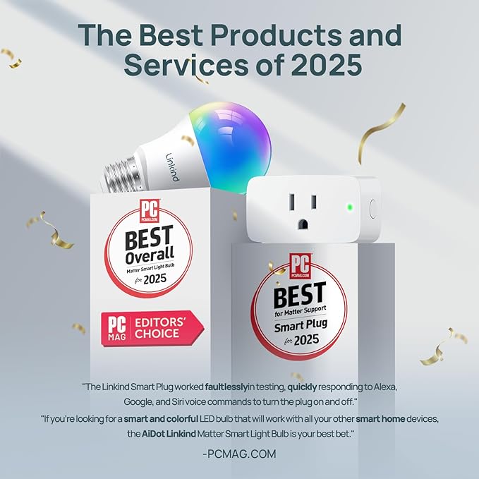 Linkind Matter A19+B11 Smart Light Bulb, Smart Bulbs Work with Apple Home, Siri, Alexa, Google, SmartThings