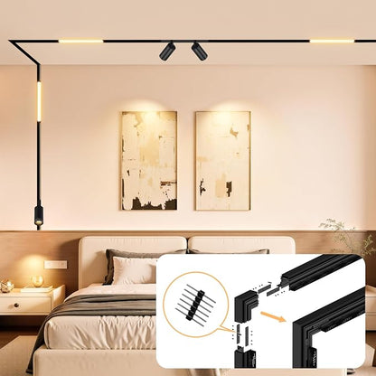 90-Degree Corner Connector for 4-Wire Magnetic Track | Aluminum Alloy Vertical Shape Joint, Recessed Rail for LED Track Light, ONLY Compatible Rails, ETL Certificate