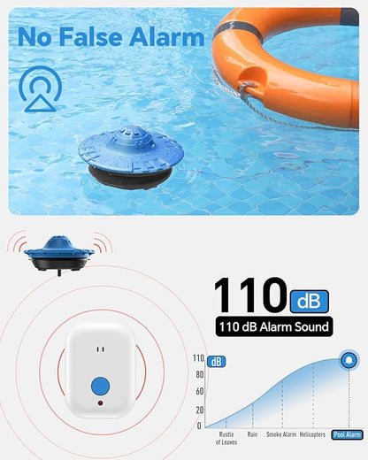 Pool Alarm, Floating Pool Safety Alarms for Inground & Above Ground Pools – Loud 110dB Alert, Adjustable Sensitivity, Protection for Kids & Pets (Blue+Black)