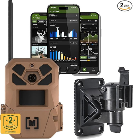 Moultrie Edge 3 Cellular Trail Camera Bundle with Flex Mount 2 – 40MP HD Photos, 1080p Video, Low-Glow Flash, GPS, Multi-Carrier Auto-Connect, Built-in Memory, 0.5s Trigger, AI Buck Detection