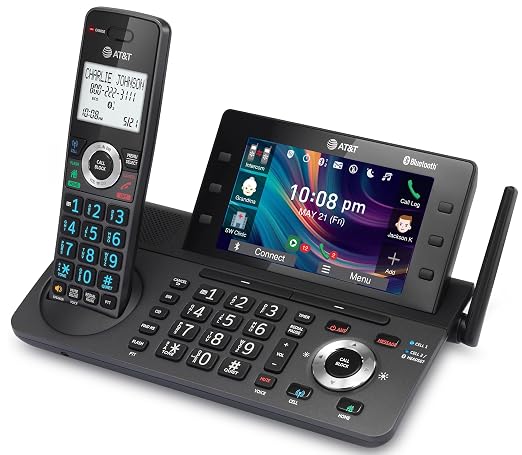 AT&T DECT 6.0 Cordless Home and Business Phone with Answering Machine, 5" Large Color Display, One-Touch Shortcut, Conference, Intercom, Smart Call Blocker, Bluetooth Connect to Cell: DLP73190