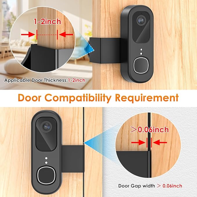 Anti-Theft Doorbell Mount for Arlo Video Doorbell 2K (2nd Gen), Arlo Camera Mount Easy No-Drill Mounting Bracket, Weatherproof Protection for Arlo Doorbell Camera, Ideal for Homes Apartments Rentals