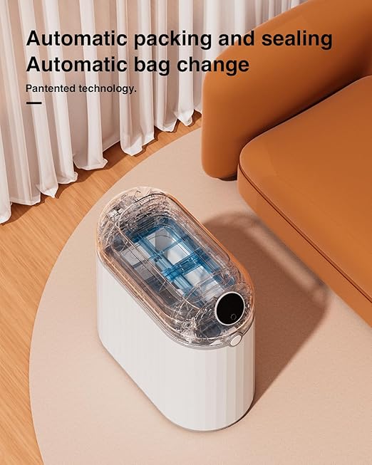 Bathroom Automatic Touchless Trash Can, Self Sealing and Self Changing, Smart Motion Sensor Trash Can with Lid, 2.7 Gallon Waterproof Small Bedroom Garbage Can