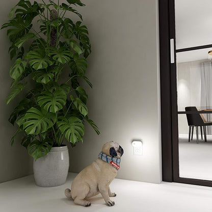 Lyridz 120LM Ultra Bright Plug-in Motion Sensor Night Light, Stepless Dimmable LED Nightlight, Always-On and Auto-Off, for Hallway, Stairs, Bathroom, Bedroom, Garage, Cool White (2-Pack)