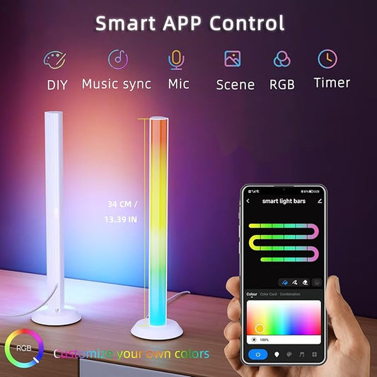 Smart LED Light Bar, TV Backlight Ambient Lighting, Work with Alexa, RGB Light Bar for Room with 16 Million Colors, Music Sync Gaming Lights APP Control, LED Lights for TV, PC, Party