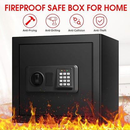 1.8 Cub Small Fire Safe for Home Use, Digital Security Safes Fireproof Waterproof with Combination Lcok and Removable Shelf, Anti-theft Fireproof Safe Box for Document Money Valuables