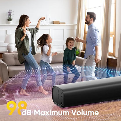 RIOWOIS Sound Bar for Smart TV, Soundbar for TV with Bass Reflector and Easy Set up, Home Audio Surround Sound System for TV PC Projector, Wall Mountable