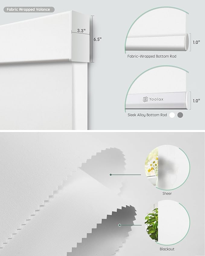 Yoolax Smart Dual Roller Shades, Motorized Blinds with Remote Smart Blinds Compatible with Alexa, Automatic Dual Shades for Windows Bedroom Living Room (Pure White)