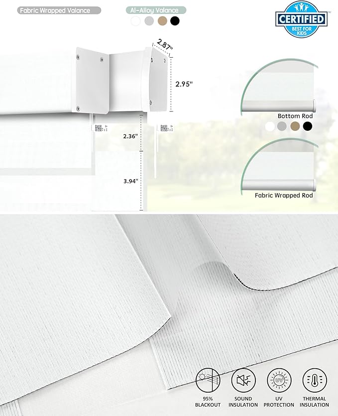 Yoolax Motorized Matter Zebra Blinds Compatible with Alexa, Google Home, Apple HomeKit, Blackout Smart Blinds, Privacy Light Control Horizontal Window Blind for Home (100% Blackout Striped Ivory)